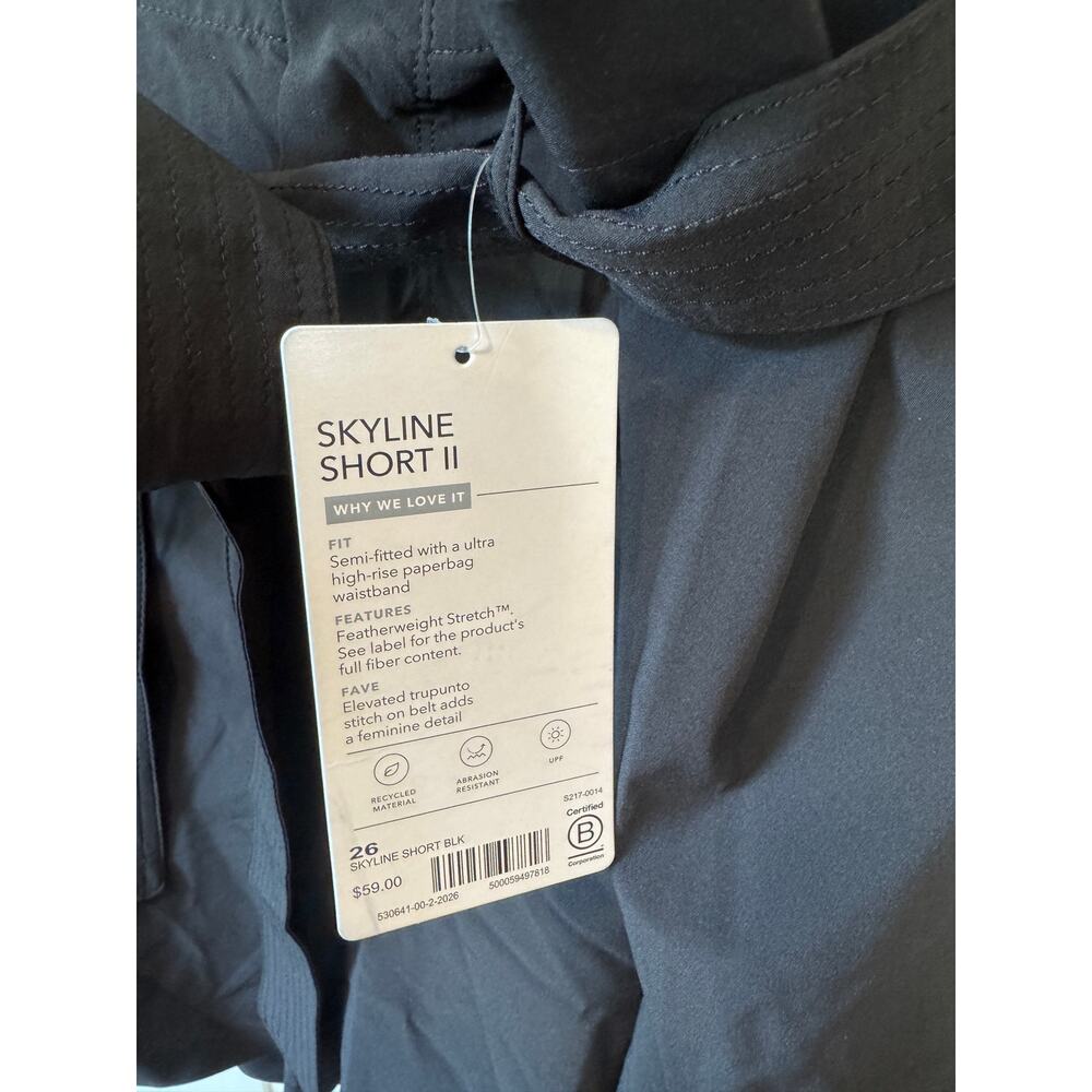 ATHLETA NWT Skyline Short II Black Size 26 Plus Sized Paperbag Waist Athleisure - Picture 6 of 6